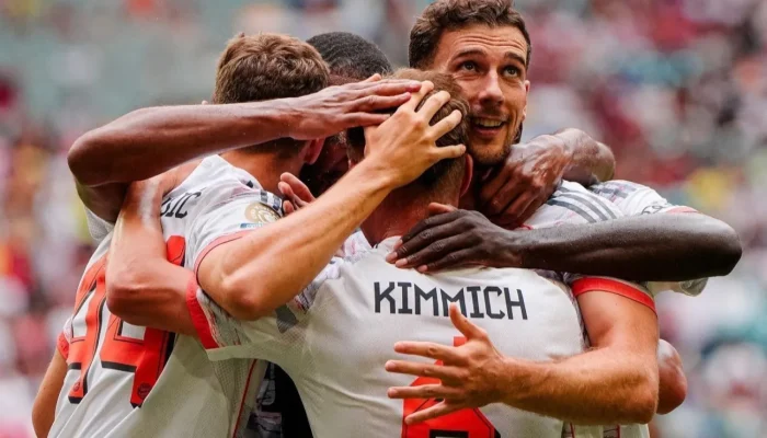 Jogadores do Bayern de Munique comemoram gol sobre o Flamengo no Mundial • Divulgação/Bayern de Munique