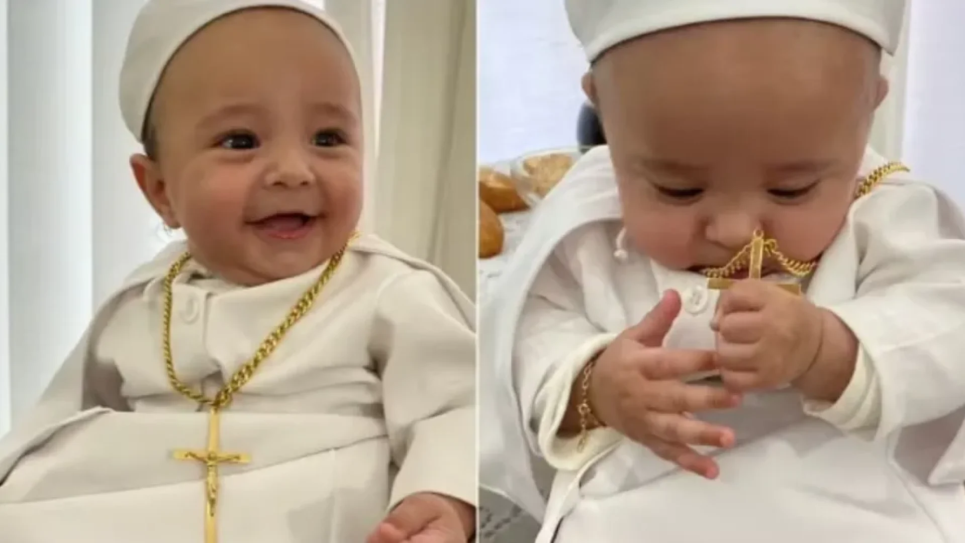 Bebê de Sorocaba (SP), chamado Bento, celebrou 'mesversário' com fantasia de Papa Bento. Arquivo pessoal