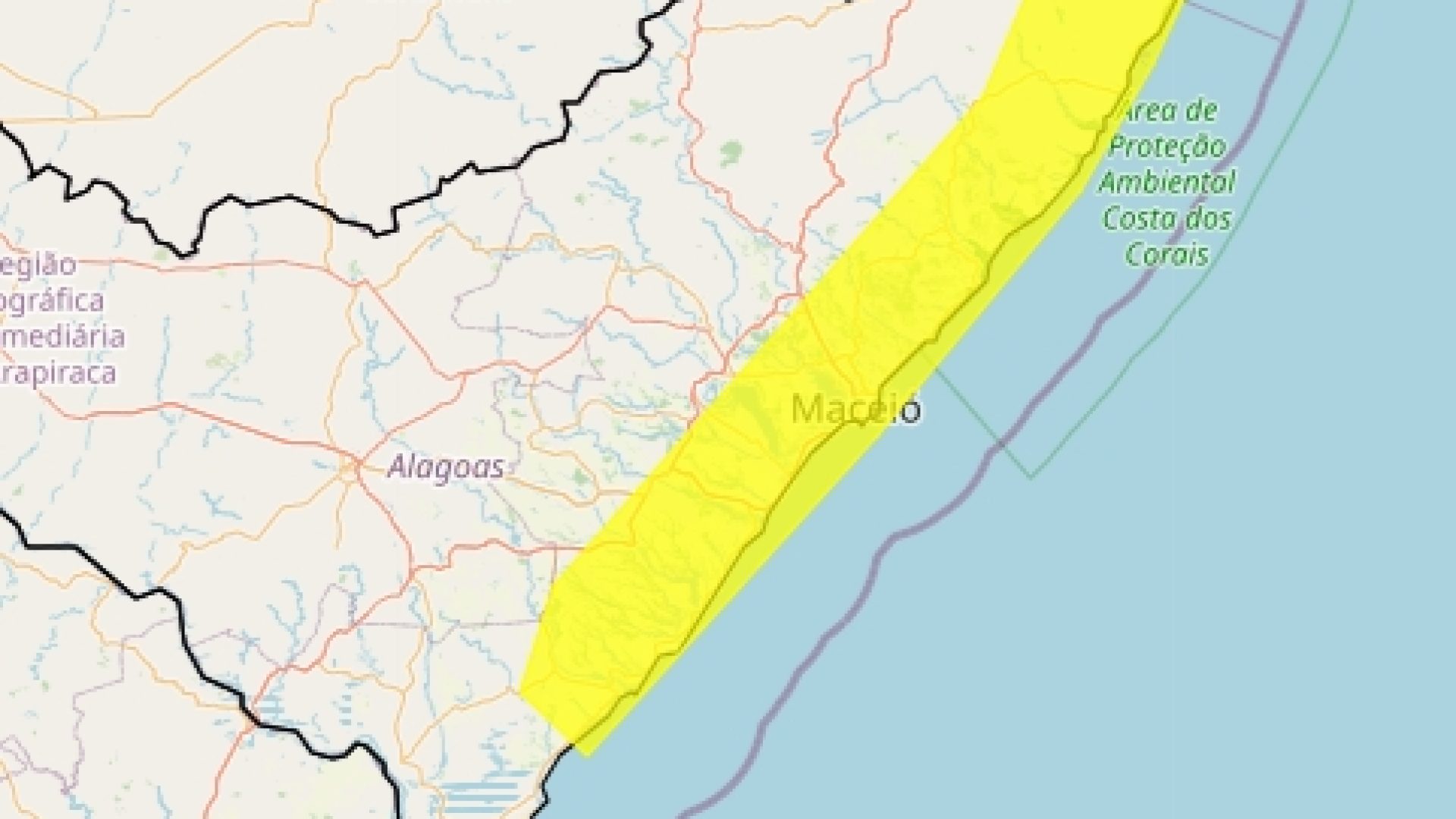 25 municípios de Alagoas estão sob alerta de chuvas intensas - Foto: Reprodução / Inmet