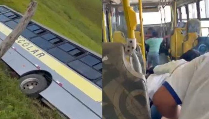 O veículo saiu da pista e tombou - Foto: Reprodução